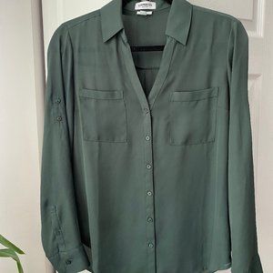 Express Portofino Slim fit button-down shirt Hunter Green